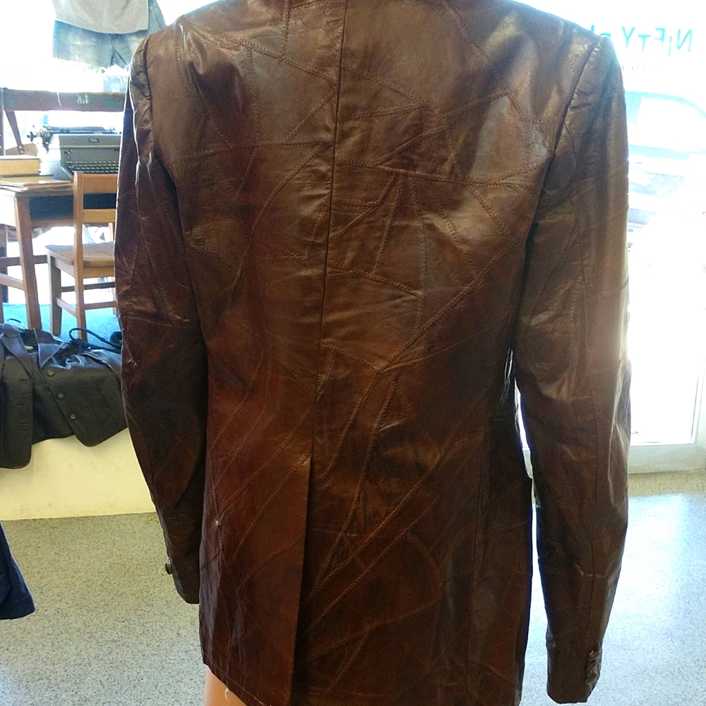 Vintage Brown Patch Work Leather Jacket. - image 4